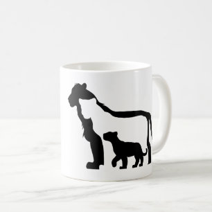 Schwarze und Weiße Löwen Kaffeetasse