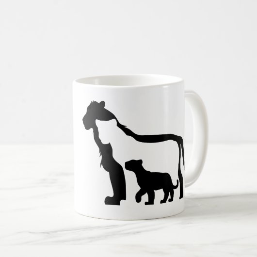 Schwarze und Weiße Löwen Kaffeetasse (VorderseiteRechts)