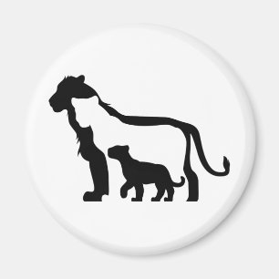 Schwarze und Weiße Löwen Magnet