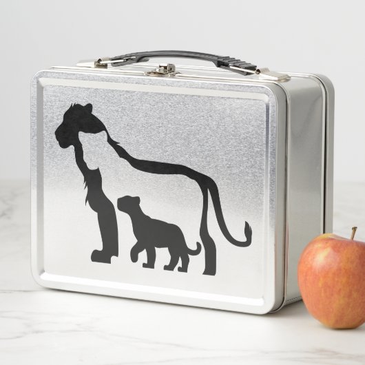 Schwarze und Weiße Löwen Metall Brotdose (Beispiel)