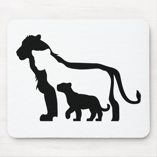 Schwarze und Weiße Löwen Mousepad (Vorne)