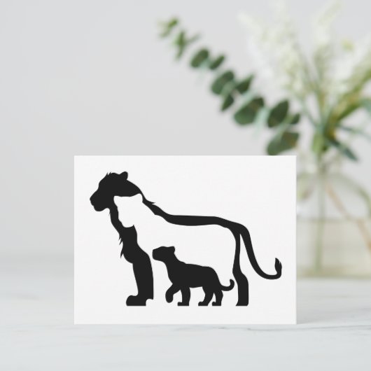 Schwarze und Weiße Löwen Postkarte (Stehend Vorderseite)