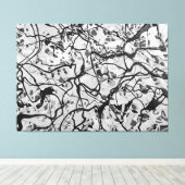 SCHWARZE UND WEISSE LVI - Aktionsgemälde - Abstrak Leinwanddruck (Insitu (Holzboden))