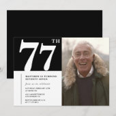 Schwarze und Weiße Männer 77. Geburtstag Einladung (Vorne/Hinten)