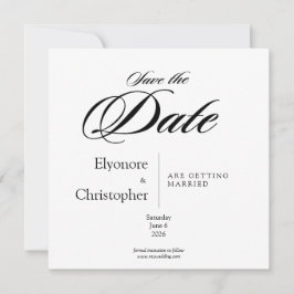 Schwarze und weiße minimale quadratische Hochzeit Karte