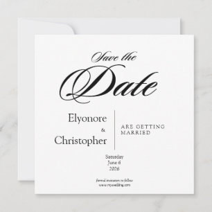 Schwarze und weiße minimale quadratische Hochzeit Karte