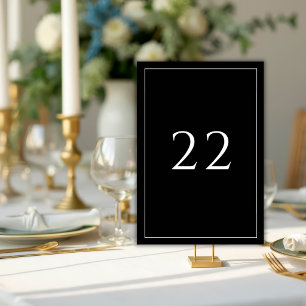 Schwarze und weiße minimalistische elegante Hochze Tischnummer