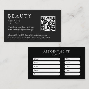 Schwarze und weiße minimalistische elegante Salon Terminkarte