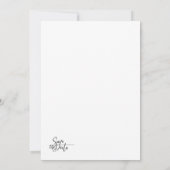 Schwarze und weiße minimalistische Hochzeit Einladung (Rückseite)