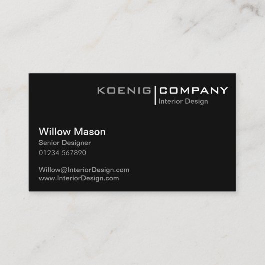 Schwarze und weiße Minimalistische Visitenkarte (Vorderseite)