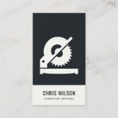 SCHWARZE UND WEISSE MODERNE CARPENTRY SERVICES SAW VISITENKARTE (Vorderseite)