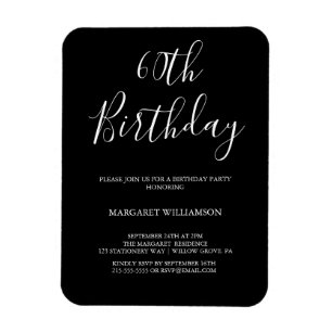 Schwarze und weiße moderne Eleganz 60. Geburtstag Magnet