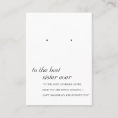 SCHWARZE UND WEISSE MODERNE SCHWESTER-OHRENANZEIGE PLATZKARTE (Vorderseite)