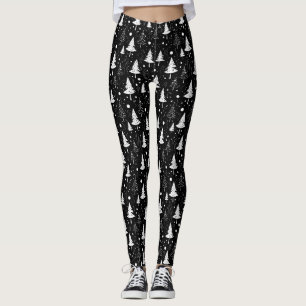 Schwarze und weiße moderne Weihnachtsbaumen Leggings