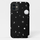 Schwarze und weiße Mond und Sterne Case-Mate iPhone Hülle (Rückseite)