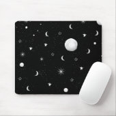 Schwarze und weiße Mond und Sterne Mousepad (Mit Mouse)