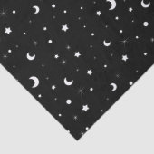 Schwarze und weiße Mond und Sterne Seidenpapier (Detail)