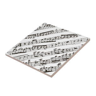 Schwarze und weiße Musiknoten diagonal Fliese