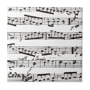 Schwarze und weiße Musiknoten Fliese