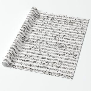 Schwarze und weiße Musiknoten Geschenkpapier