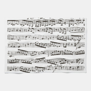 Schwarze und weiße Musiknoten Geschirrtuch