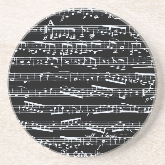 Schwarze und weiße Musiknoten Getränkeuntersetzer (Vorne)