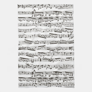 Schwarze und weiße Musiknoten Handtuch