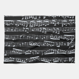 Schwarze und weiße Musiknoten Handtuch