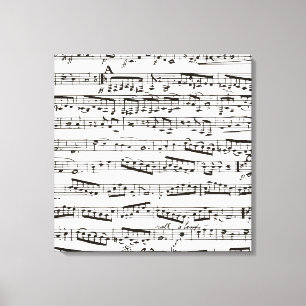 Schwarze und weiße Musiknoten Leinwanddruck