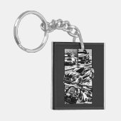 SCHWARZE UND WEISSE MUSKELMUSKELMÖBEL SCHLÜSSELANHÄNGER (Vorderseite links)