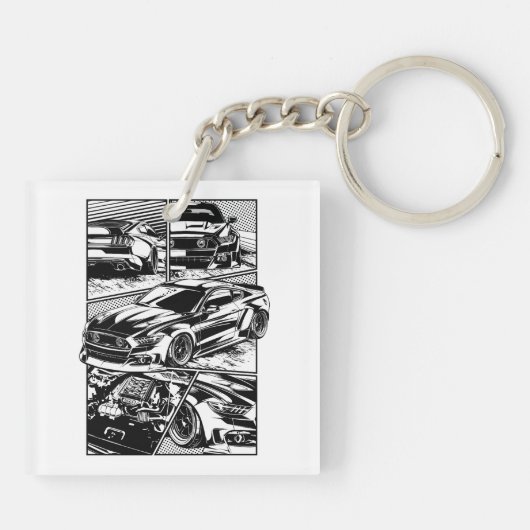 SCHWARZE UND WEISSE MUSKELMUSKELMÖBEL SCHLÜSSELANHÄNGER (Rückseite)