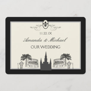Schwarze und weiße New Orleans Szenen Save the Dat Date