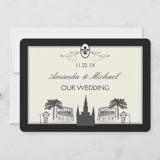 Schwarze und weiße New Orleans Szenen Save the Dat Date (Vorderseite)