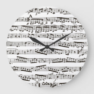 Schwarze und weiße Noten Große Wanduhr