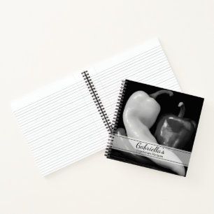 Schwarze und weiße Paprikaschoten Vegetarisches Re Notizblock