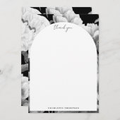Schwarze und weiße Peonfarben Wasserfarben Dankeskarte (Vorne/Hinten)