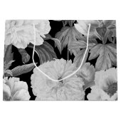 Schwarze und weiße Peonfarben Wasserfarben Große Geschenktüte (Vorderseite)