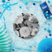 Schwarze und weiße Peonfarben Wasserfarben Pappteller (Party)