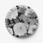 Schwarze und weiße Peonfarben Wasserfarben Pappteller (Vorderseite)