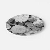 Schwarze und weiße Peonfarben Wasserfarben Pappteller (Schrägansicht)