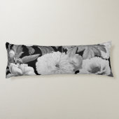 Schwarze und weiße Peonfarben Wasserfarben Seitenschläferkissen (Rückseite)