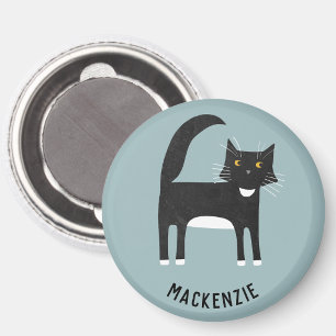 Schwarze und weiße personalisierte Katze Magnet