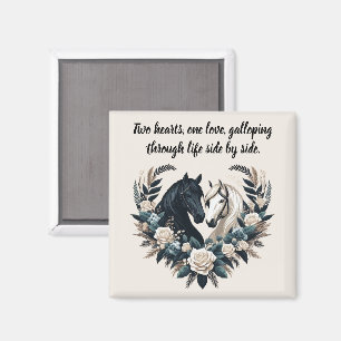 Schwarze und weiße Pferde in Liebe - Country Weste Magnet