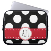 Schwarze und weiße Polka-Punkte, dotiert, Monogram Laptopschutzhülle (Vorderseite)