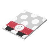 Schwarze und weiße Polka-Punkte, dotiert, Monogram Notizblock (Rotiert)