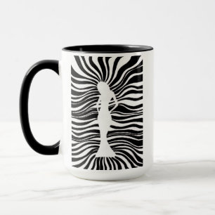 Schwarze und weiße psychedelische Frauensilhouette Tasse