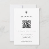 Schwarze und weiße QR-Code-RSVP-Karte Dankeskarte (Vorderseite)