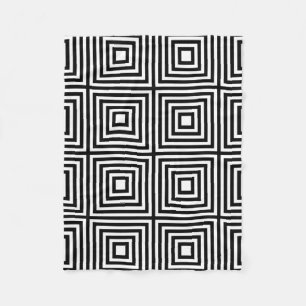 Schwarze und weiße Quadrate Fleecedecke