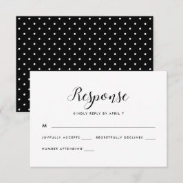 Schwarze und weiße Retro-Punkte Hochzeitsreaktion RSVP Karte