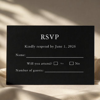 Schwarze und weiße RSVP-Karte editierbar RSVP Karte